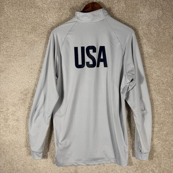 Adidas 1/4 Zip Pullover Long Sleeve Men’s Large Team USA Volleyball Gray Shirt - Picture 10 of 10